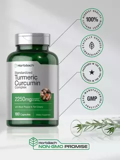 Turmeric Curcumin C/ Bioperine 2250mg x 180 Caps. - Horbaach en internet