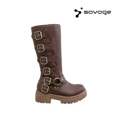 Botas Savage Caña Alta con Hebilla Chocolate