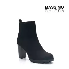 Botas Massimo Chiesa Munich Media Caña Taco Alto Cuadrado Negro