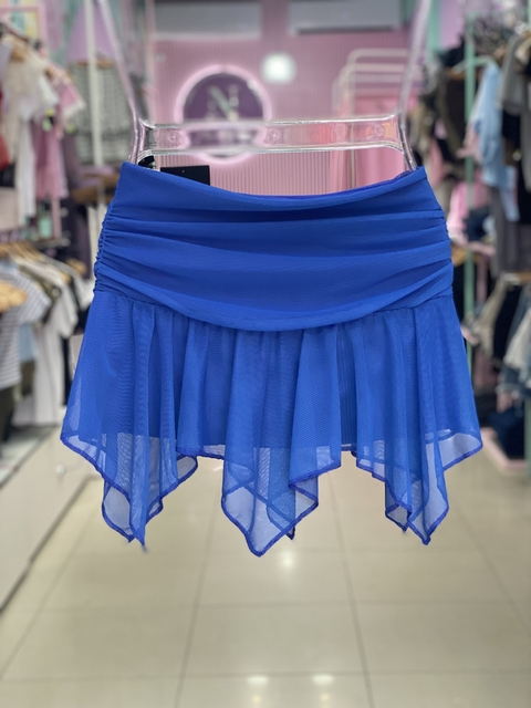 Pollera azul c/picos microtul