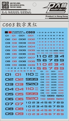 DL Decal C003 Warning Negro y Rojo