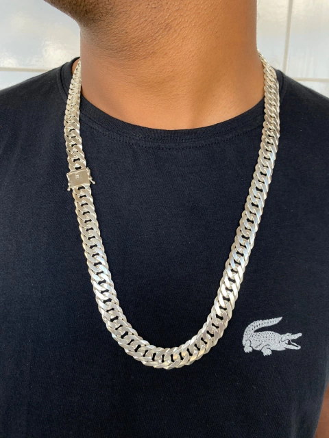 Corrente Elo duplo 13mm x 70cm - Prata Legítima 925