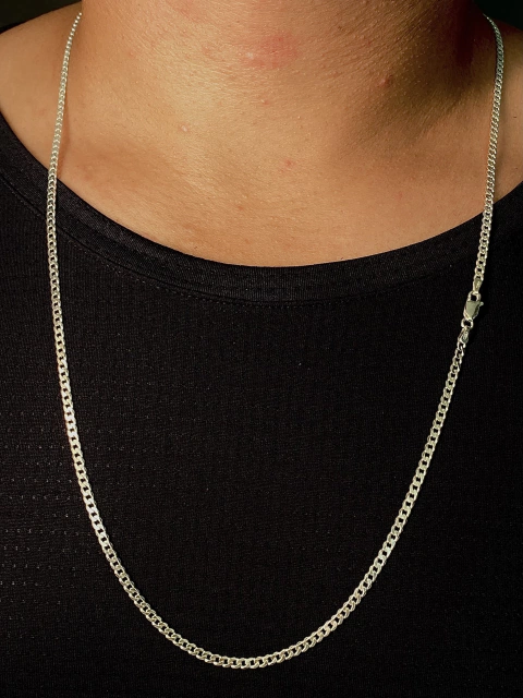 Corrente(escama) 3mm x 70cm - Prata Legítima 925
