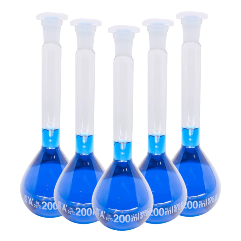 Balão Volumétrico com Rolha de Polietileno 200mL (5 Unidades)