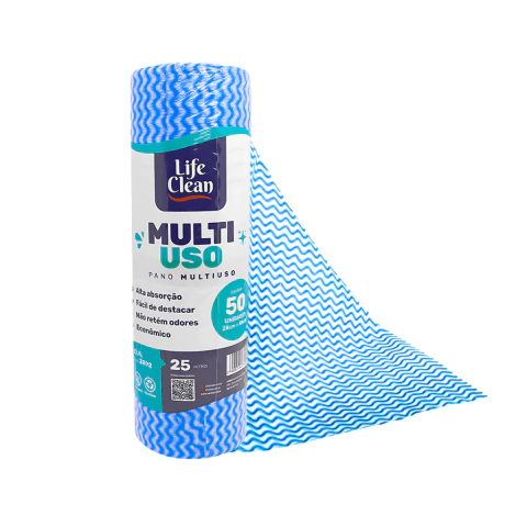 Pano Multiuso Azul em Rolo Picotado 28x50cm