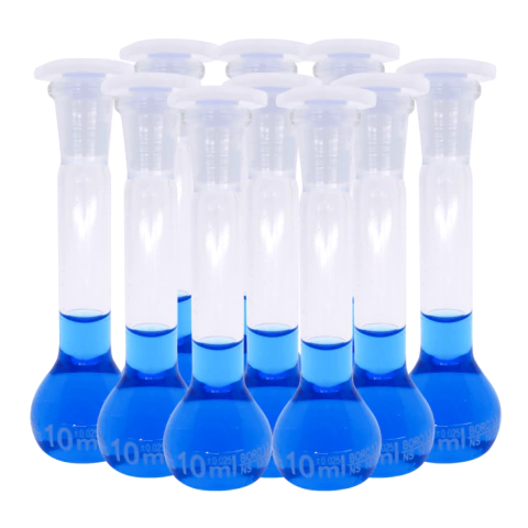 Balão Volumétrico com Rolha de Polietileno 10mL ( Caixa com 10 Unidades)