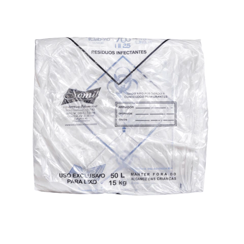 Saco de Lixo Hospitalar Branco 50L (100 Unidades)