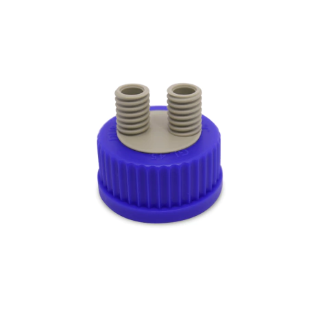 Tampa de Rosca em Polipropileno com 2 Saídas Schott® Azul GL45