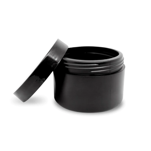 Pote Plástico 250mL cor Preta com Tampa Rosca