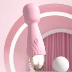 Mini vibrador massageador recarregável em silicone (10 modos de vibrações) - varinha