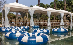 Imagem do Boia Listrada Adesivada Neon Azul 90cm