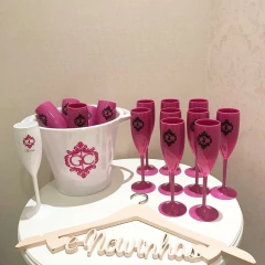 Kit Taças Champagne + Balde de Gelo - e-Noivinhas