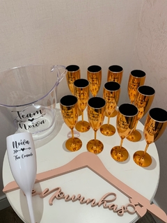 Kit Taças Champagne Metalizadas + Balde de Gelo