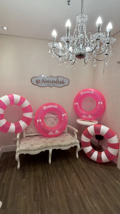 Bóia Neon Pink Listrada 90cm - e-Noivinhas