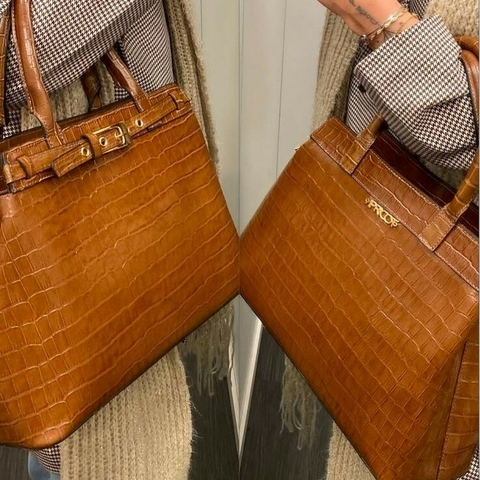 Bolsa Tote Grande Hannah Caramelo Croco - comprar online