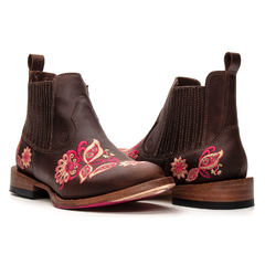 Botina Feminina - Crazy Horse Café / Floral Rosa na internet