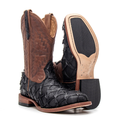 Exótica Masculina - Couro Pirarucu Preto / Fóssil Cappuccino