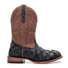 Exótica Masculina - Couro Pirarucu Preto / Fóssil Cappuccino - Bonazus | Country All Time