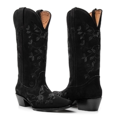 Western Feminina - Nobuck Preto Florido na internet