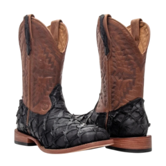 Exótica Masculina - Couro Pirarucu Preto / Fóssil Cappuccino - Bonazus | Country All Time