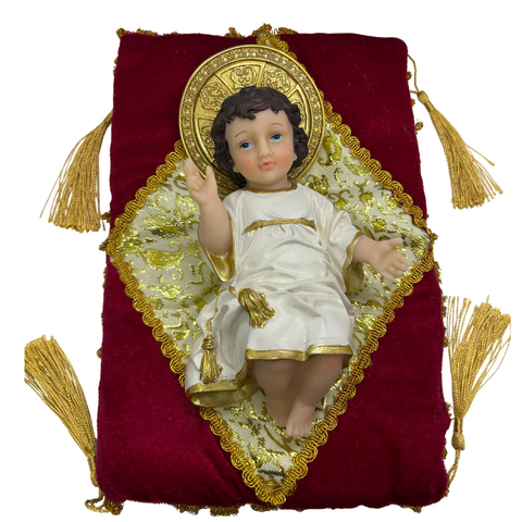 Imagem Menino Jesus na Manjedoura Vermelha em Resina - 25 cm