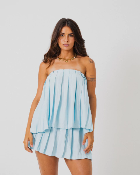 Cropped Plissado Azul - comprar online