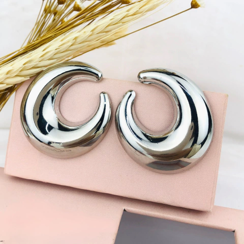 Brinco Lua Espelhado Folheado