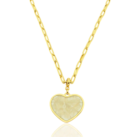 Colar de Coração Resinado Semijoia Italiana