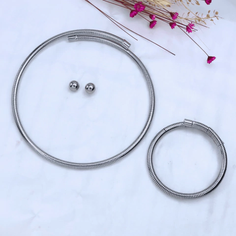 Conjunto de Aro Espiral Folheado - comprar online