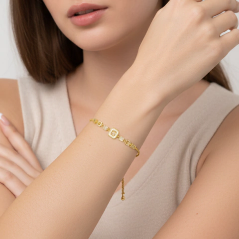 Pulseira Gravatinha Cravejada Folheada - comprar online