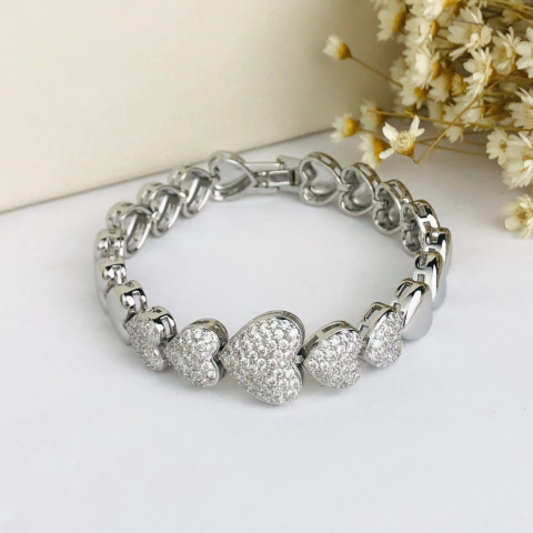 Pulseira Corações Folheado - comprar online