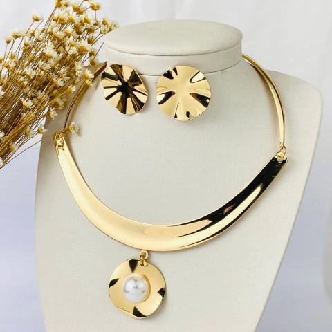 Conjunto de Aro Pérola Folheado - comprar online