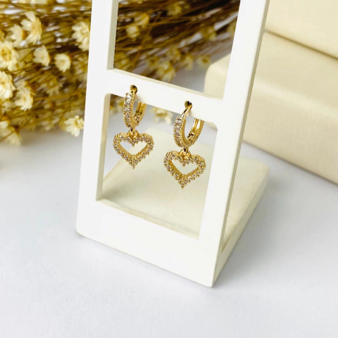 Argolinha Coração Vazado Folheado - comprar online