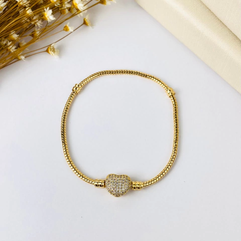 Pulseira Coração Cravejado Folheado - comprar online