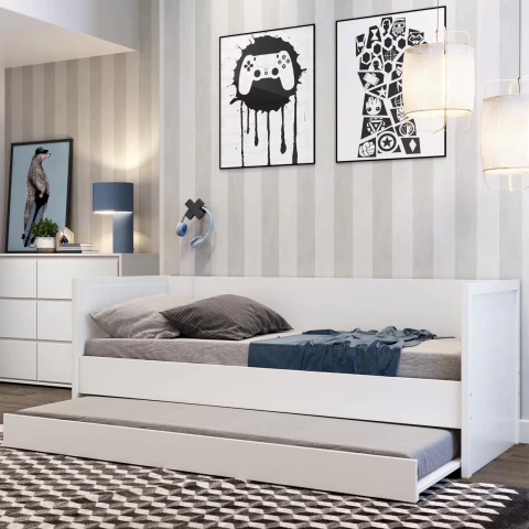 Cama com Encosto e Cama Auxiliar Wood Divicar - comprar online