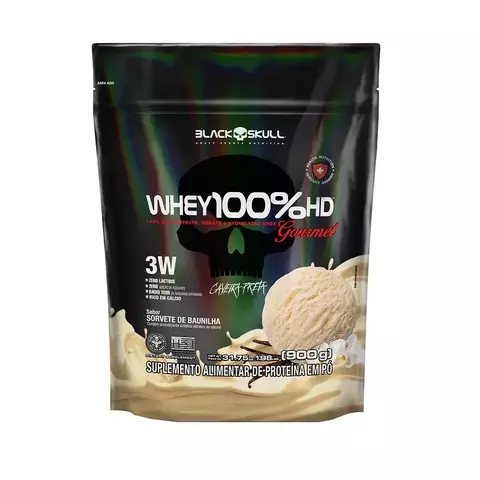 REFIL WHEY 100% HD GOURMET 900G BAUNILHA - BLACK SKULL