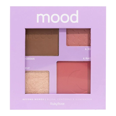 PALETA DE BLUSH CONTORNO E ILUMIN MOOD COR 2 RUBY ROSE