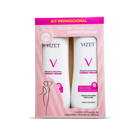 KIT PROMOCIONAL SABONETE INTIMO ROSA 200ML - VIZET