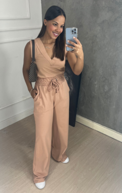 CONJUNTO CALÇA E REGATA REBECA NUDE - DOCE MARÉ | MODA FEMININA