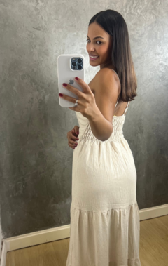 VESTIDO SAMANTA LINHO CRU - DOCE MARÉ | MODA FEMININA