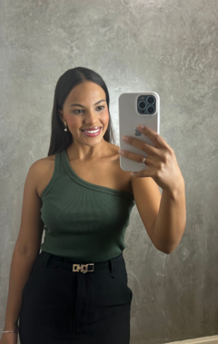 BLUSA OMBRO SÓ IVA VERDE MUSGO