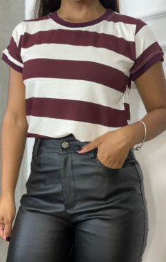 BLUSA OLIVIA LISTRADA BORDO - comprar online