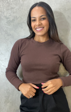 BLUSA MANGA LONGA OLGA MARROM na internet