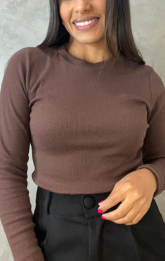 BLUSA MANGA LONGA OLGA MARROM - comprar online
