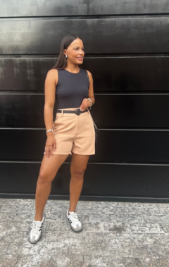 SHORT ALFAIATARIA NUDE VIVIAN - DOCE MARÉ | MODA FEMININA