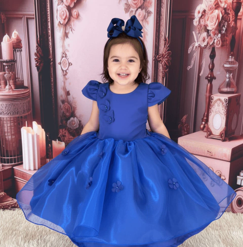 Vestido de festa organza azul royal - comprar online