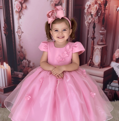 Vestido de festa organza Rosa - comprar online