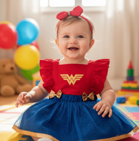 Romper Mulher maravilha luxo, saia de tule - comprar online