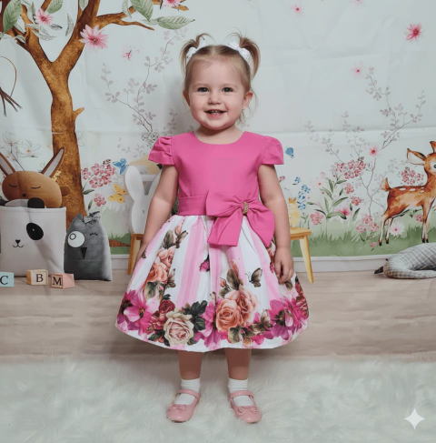 Vestido de festa flores na barra - comprar online