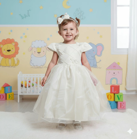 Vestido de festa organza borboleta amarelo - comprar online